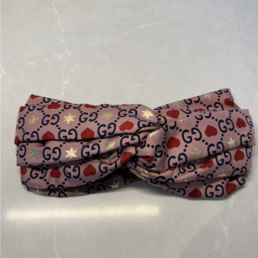 Gucci silk monogram head scarf